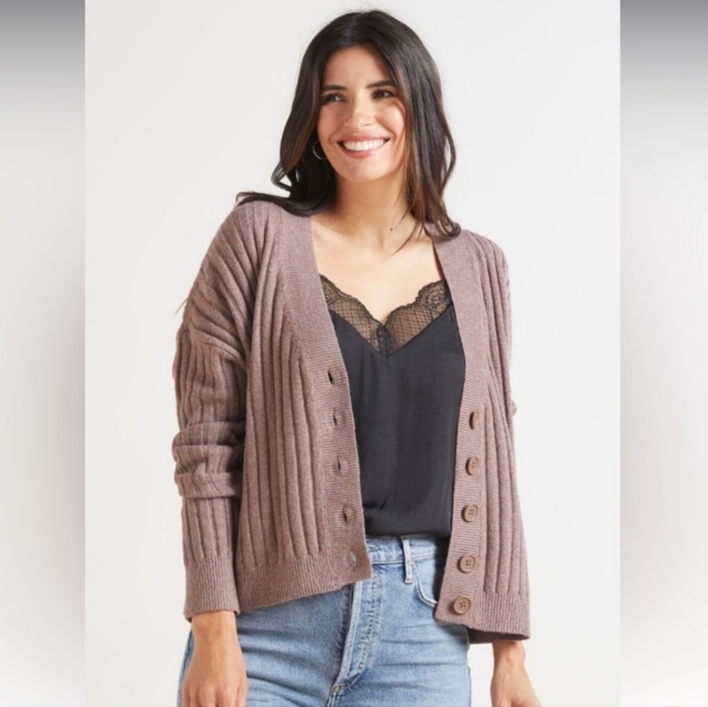 Sanctuary mauve ribbed cardigan Sz M